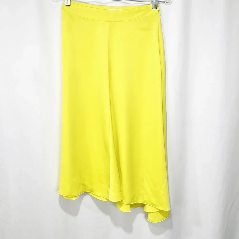 URBAN Outfitters Bright Yellow Asymmetrical Bias Cut Skirt size Small